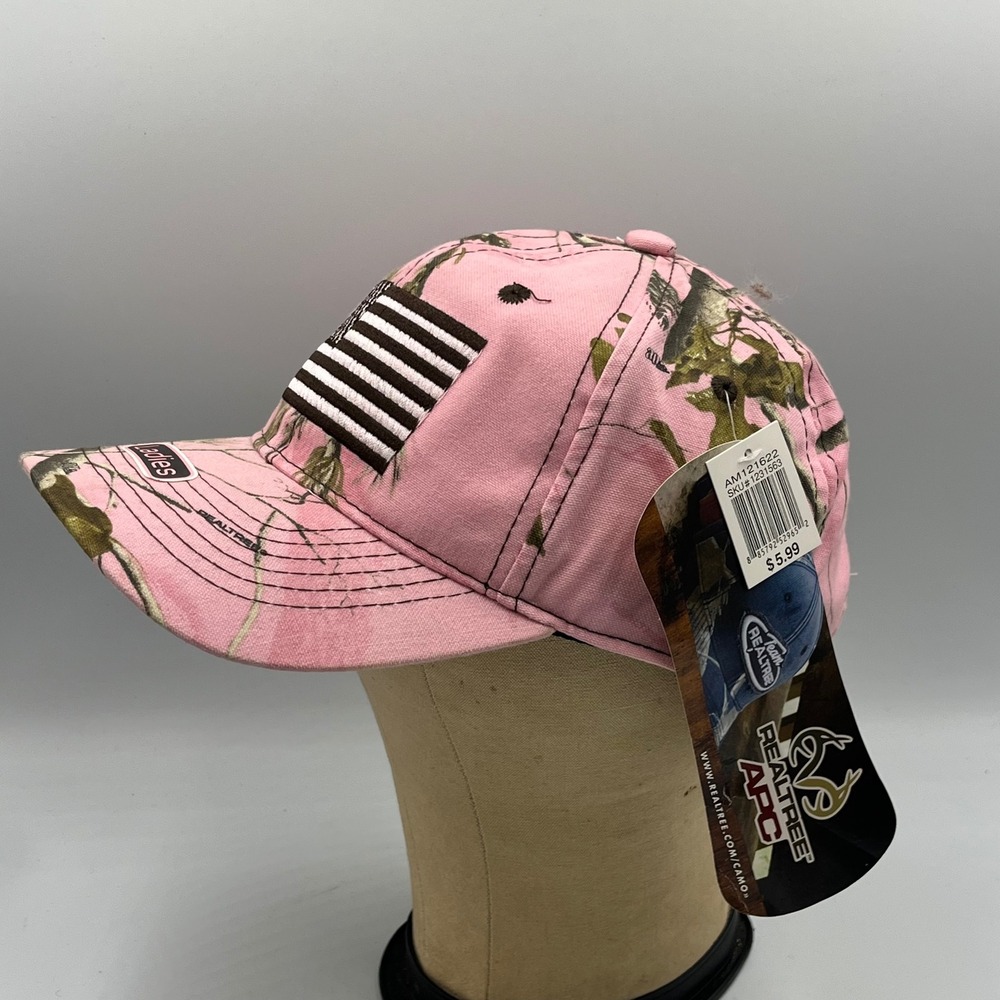 Realtree APC Pink Camo American Flag Hat Ladies Fit Outdoor Cap Baseball Hat NWT - Picture 3 of 10